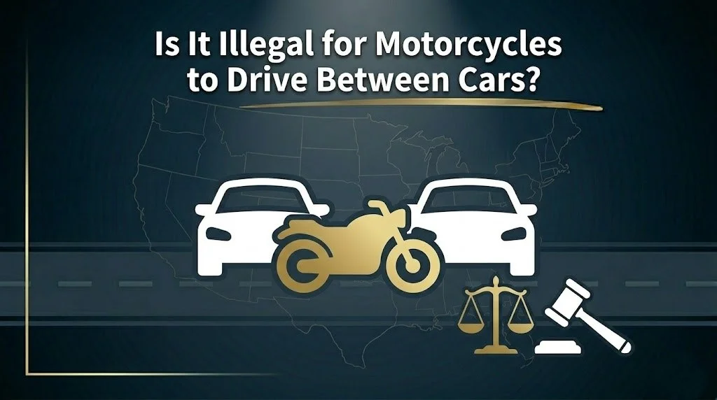 Motorcycles driving between cars