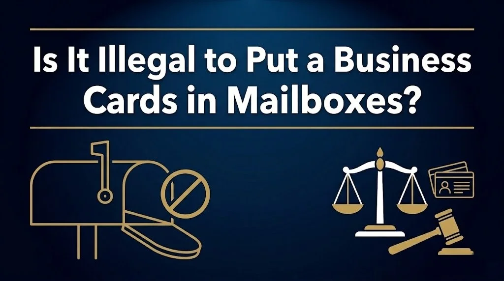 Putting business cards inside a mailbox