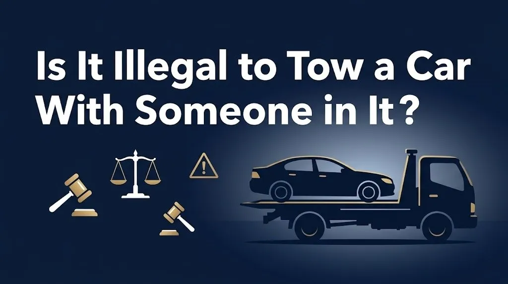 Towing a car with a person