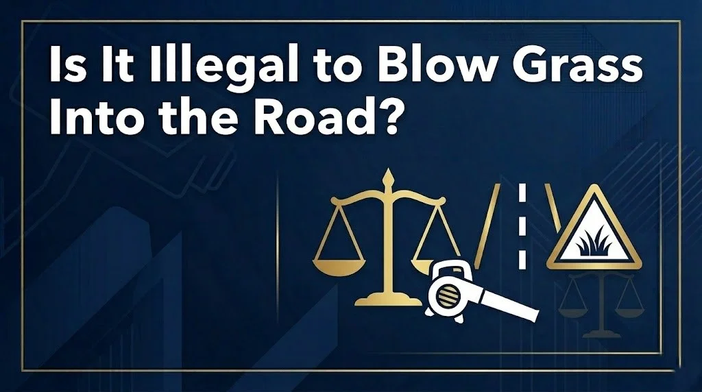 blow grass into the road