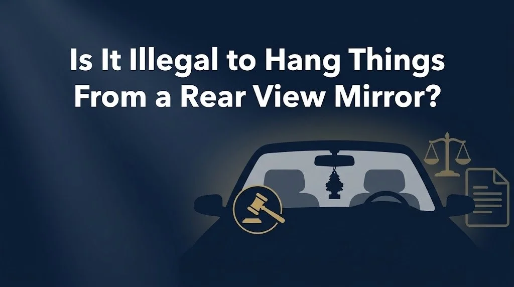 hanging something from your rearview mirror