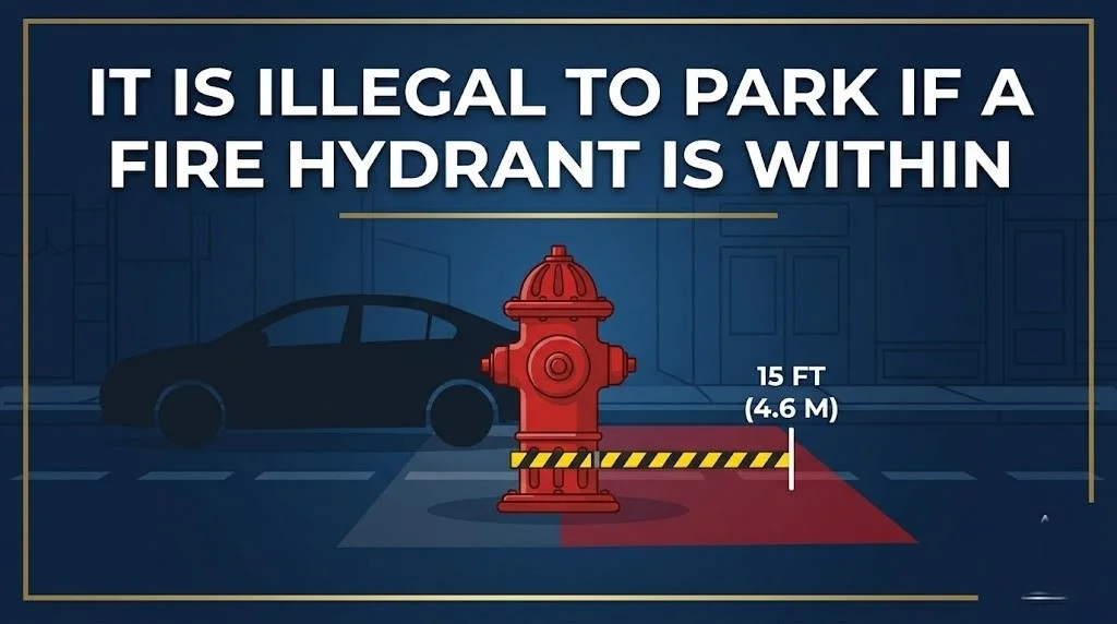 park if a fire hydrant is within 15 feet of your vehicle