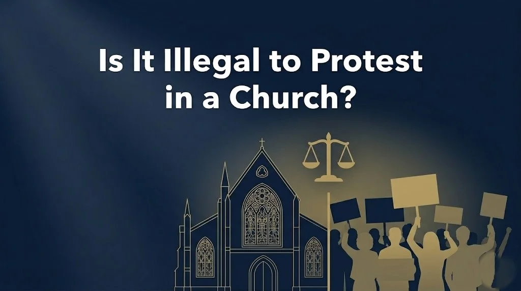 protesting inside a church