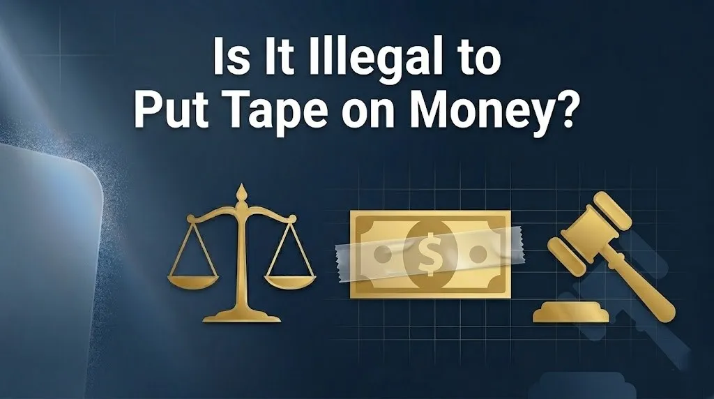 putting tape on money