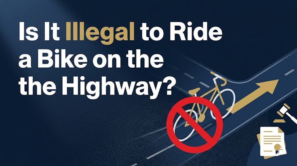 Riding a bike on the highway