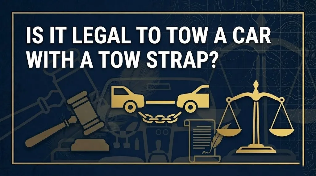Towing a car with a tow strap